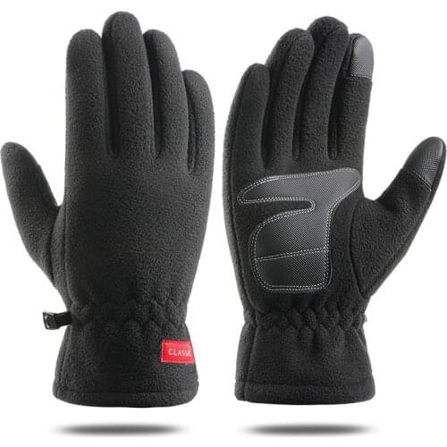 Cycling Gloves Mens Winter Autumn Polar Fleece Plus Velvet Thick Touchscreen Gloves Sports Driving Touch Screen Warm Gloves