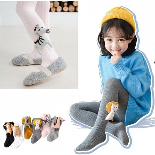 Premium Quality Baby Girls Tights Autumn Winter Fashion Cartoon Stockings Kids Children Combed Cotton Stretch Pantyhose