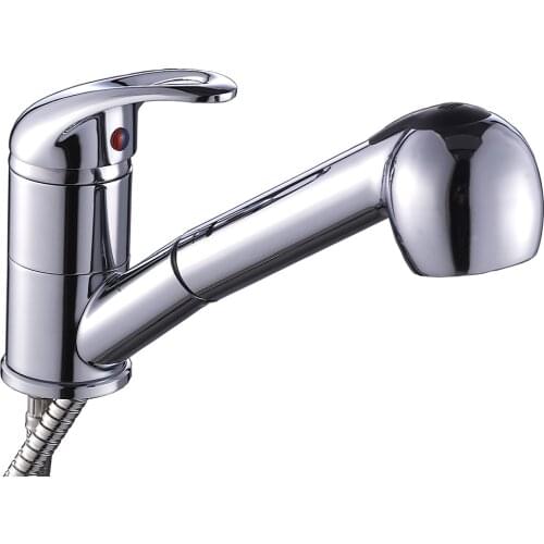 X8501K2 - Luxury Chrome Finish Brass Material Hot & Cold Water Kitchen Pull Out Faucet