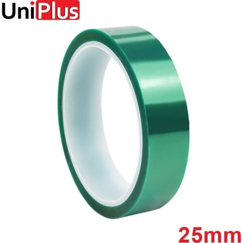 UniPlus 25mm Shielding Tape Green Adhesive Tape 33m Length Electrical Insulation Chemical Resistance Plating Protect PET Tapes