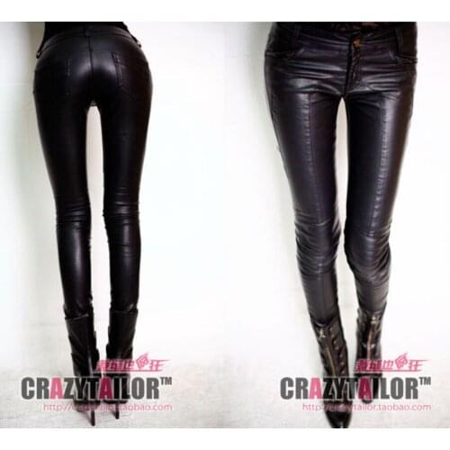Womens Brand Fashion Charm Elegant Pencil Pants Slim Skinny Pants Leather Boot Cut Jeans Pants Trousers , Can Be Customized
