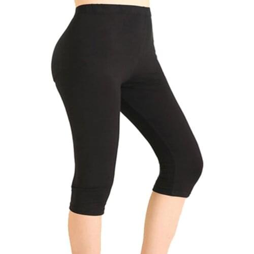 INDJXND Summer Push Up Workout Plus Size Leggings Women Black Fitness Elastic High Waist Capris Sport Mid-Calf Thin Bottom 2021