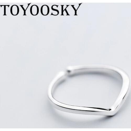 Women V Shape Ring Letter Opening Fashion Jewelry Pure 925 Sterling Silver Finger Rings Best Gift