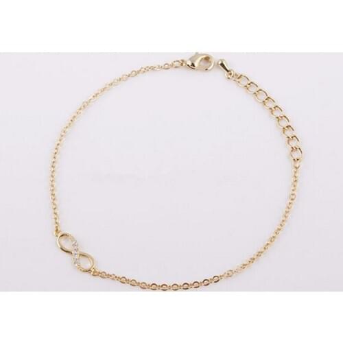 10pc/Lot Fashion Gold and Silver Plated Infinity With Crystal Stones Link Chain Elegant Bracelets For Women