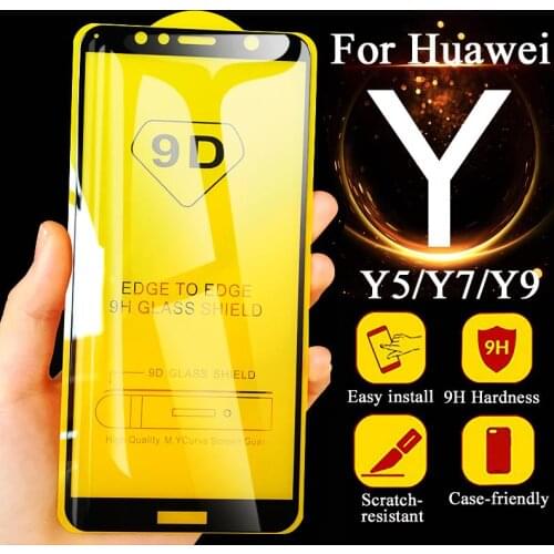 2pcs 9D full cover Protective glass on for huawei y7 y9 2019 y5 prime 2018 y 5 7 9 screen protector tempered sheet protection