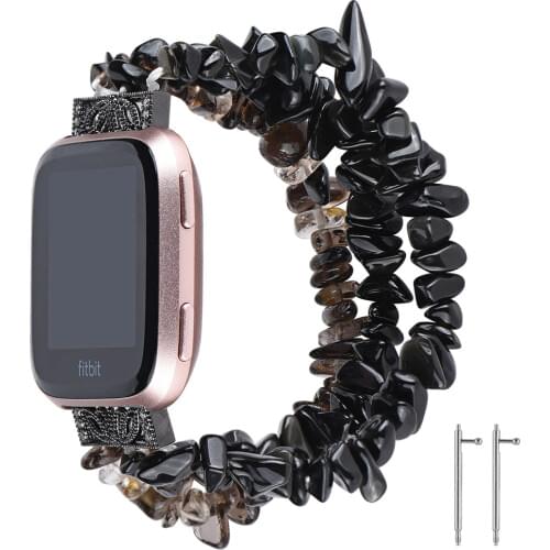 22MM Gems Natural Stone Watchband Handmade Bracelet for Samsung Galaxy Watch 3 45/46mm/Gear S3 Elastic Strap for Fitbit Versa 2