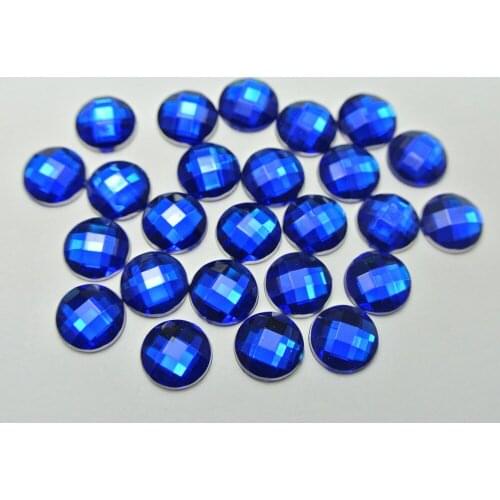 250 Royal Blue Acrylic Flatback Faceted Round Rhinestone Gems 8mm No Hole