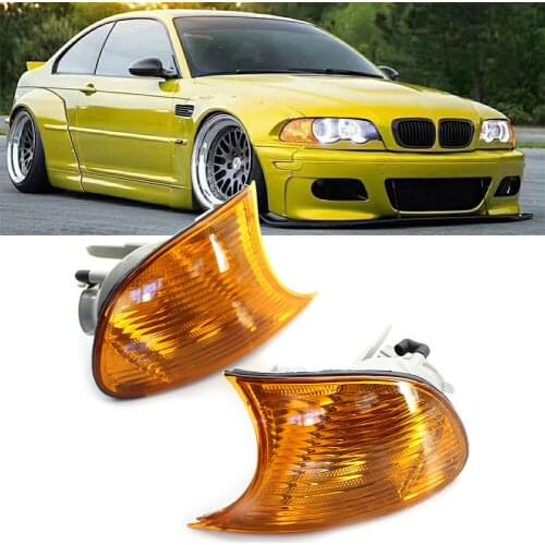 2x Auto Front Turn Signal Light Shell With Amber Lens Left + Right For BMW E46 3 Series 2DR 2000 2001 323Ci 325Ci 328Ci 330Ci