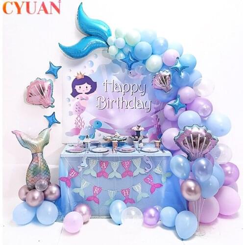 49/87pcs Mermaid Tail Balloon Garland Arch Set Little Mermaid Ballon Mermaid Theme Party Supplies Wedding Birthday Party Decor