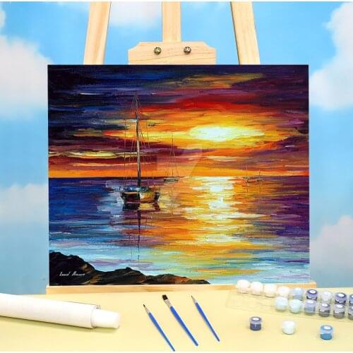 Oil Painting Style Calm Sea DIY Painting By Numbers Set Acrylic Paints 50*70 Paiting By Numbers Handmade Children Wholesale
