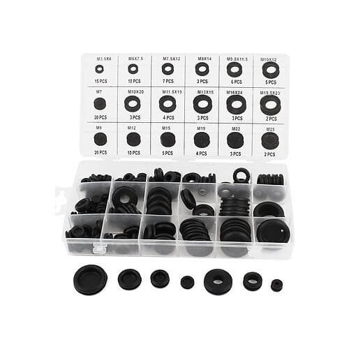 11.11 Free Shipping 125 x Rubber Grommet Assortment Wiring Electrical Coil Wire Gasket Kit