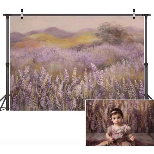 Lavender Field Children Birthday Portrait Photography Backdrop for Photo Studio Mountains Baby Birthday Photocall Background