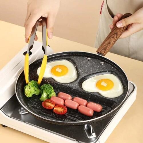 Small happiness cast iron frying pan with wooden handle striped steak pot household cast iron frying pan thick pure pig iron non