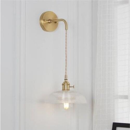 Copper Wall Lamps Sconces Nordic Glass LED Wandlamp Fixtures Modern Wall Light Bedroom Living Room Applique Murale Luminaire