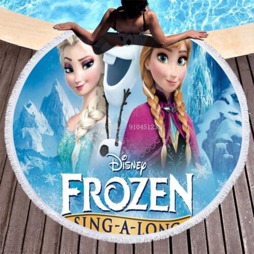 Cute Olaf Frozen Elsa Anna Bath Towel Microfier Soft Round Blanket Disney Cartoon Beach Towels Yoga Mat for Children Women Girls