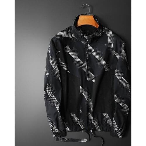 Men Stand Collar Floral Jacket Loose Jacket Point Digital Pattern Vintage Bomber Jacket Japanese Streetwear Jaqueta Masculina