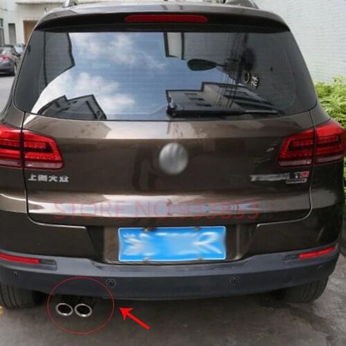 Stainless steel Exhaust Muffler Tip Pipe tailpipes End Pipes Silencer COVER For VW Tiguan 2009-2016