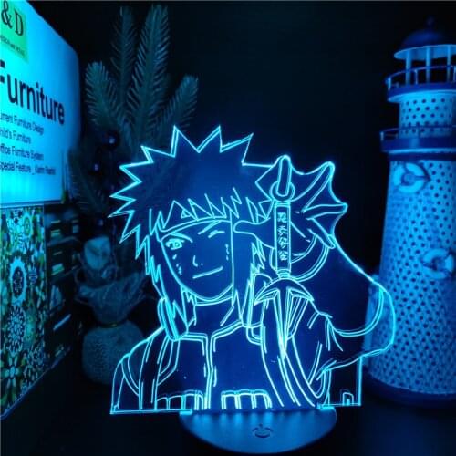 Naruto Namikaze Minato 3D Night Light Anime Figure Shippuden Lamp Uzumaki Manga Home Decoration Neon Lights Luminaria Lampe Gift