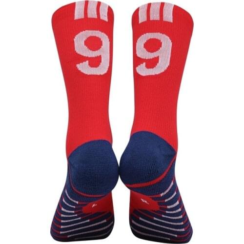 Adult Number Navy Blue Red White Black Yellow Elite Sport Soccer Towel Stripe Vertical Stripes Line Socks Football Star Antiskid