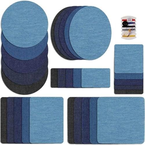 New Iron on Patches Denim Fabric Patch Transfer for Clothing Jeans, DIY Sewing Repair Kit 30PCS Decorative Cotton Sticker for Ho