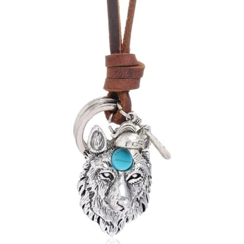 Men Necklaces Pendants 100% Genuine Leather Punk Vintage Adjustable Brown Rope Chain Male Jewelry Mens Alloy Jewellery