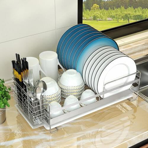 304 stainless steel drain dish rack, multi-function kitchen utensils, dishes and chopsticks storage rack