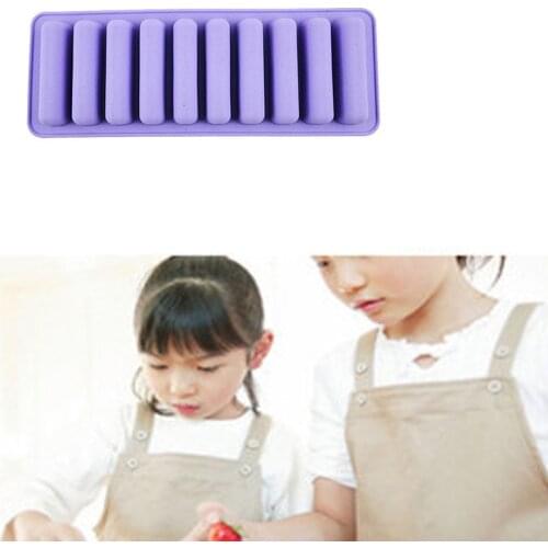 Portable 10 Grids Long Strip Shape Silicone Chocolate Mold Tray For Homemade Baking Mould Cake Muffin Baking Mold Tool