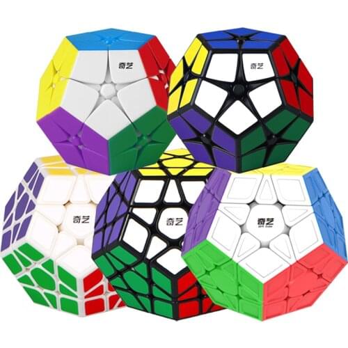 Qiyi 2x2 3x3 Megaminx Qiheng Bundle set Stickerless Black Stickers Speed Cube educational baby kids Puzzle Toys