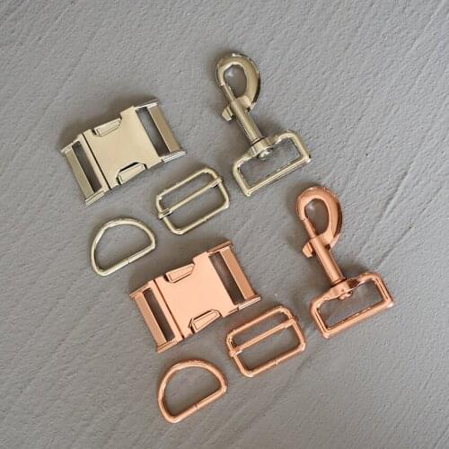 20 Sets 30mm Metal Slider Adjustable Buckle D Ring Metal Dog Clasp Four Pieces Webbing DIY Cat Collar Accessory 30-4s