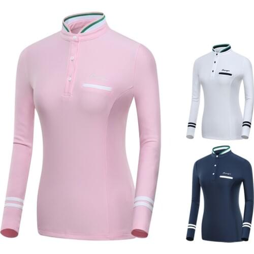 Women Golf Training T Shirts Long Sleeve Breathable Soft Tops Shirt Ladies Outdoor Button Front Neck Tennis Tops D0691
