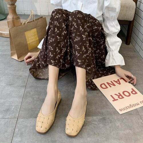 Fashion wedding Simple Trendy wild shoes woman Solid Pearls String Bead Buckle Single boots Asakuchi women shoes U19-83