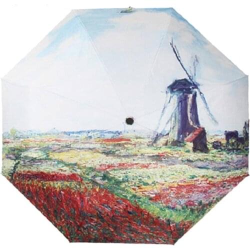 TIANQI Famous Oil Painting Umbrella Anti-uv Parosal Waterproof Women Rain Umbrellas Apricot Blossom paraguas