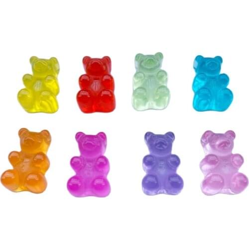 20 Cute Cartoon Crystal Transparent Bear Resin Flat Back Scrapbook DIY Ornament Jewelry Accessories 064