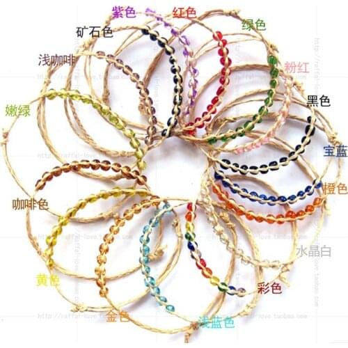 100pcs free shipping WHOLESALE SUPER 12 beads Raffia Bracelet, handmade Raffia Bracelet 12pcs measle beads bracelet