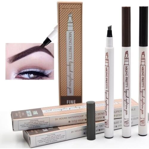 12Pcs/Lot Eyebrow Pencil Microblading Fork Tip Fine Sketch Tattoo Pen Waterproof Eyebrow Makeup Tint Liquid Pen for Wholesale