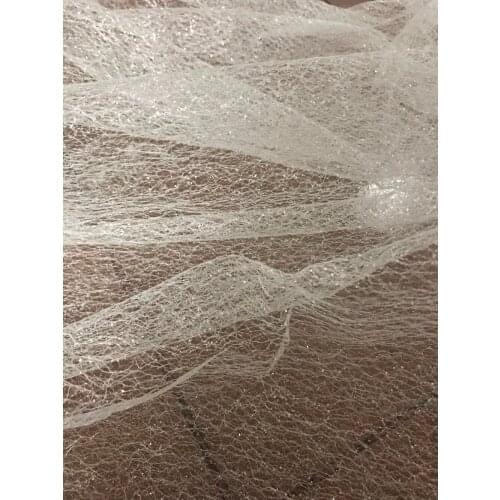 Fashion 5yard/lot L-101917 tulle lace with glued glitter african glitter lace fabric for party dress