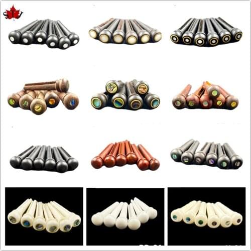 6pcs acoustic guitar bridge pins of various styles, also used for folk guitar replacement accessories,pure ebony/bull bone,etc