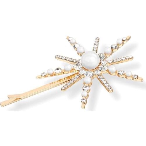 60pcs/lot Partysu Alloy Pearl Glisten Crystal Drill Hair Clip Light Star Hairpins Hair Styling Tools Hair Accessories HA1177