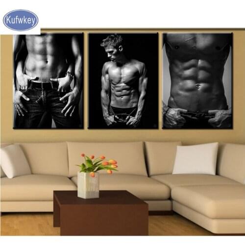 Sexy Men Diamond embroidery,3pcs,5d diamond painting full drill square,muscle portrait,Cross Stitch christmas decor for home