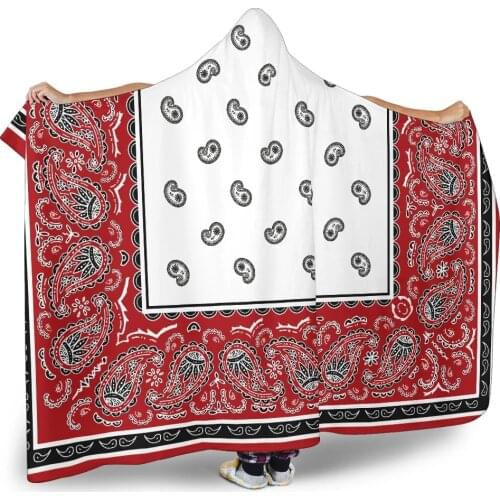 Black Red Hooded Bandana Blanket Hooded Blanket 3D full print Wearable Blanket Adults men women Blanket Drop Shipping
