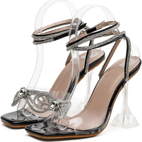 Women Gladiator Sandals shoes Sexy White String Bead high heels Sandals Summer Party Dress shoes Buckles pumps size 42