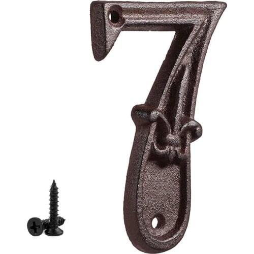 12cm Cast Iron House Numbers with Fleur De Lis Design Vintage DIY Door Address Door Gate Numbers House Sign Number #7
