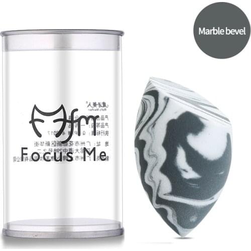 1Pcs Marble pattern two-color powder puff no powder beauty egg belt storage box drop bevel shape hydrophilic sponge wet and dry