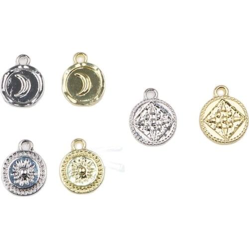 Eruifa 20pcs 12mm Zinc Alloy Popular Star Moon Coin Charms Wholesales Necklace,Earring Bracelet Jewelry DIY Handmade 2 Color