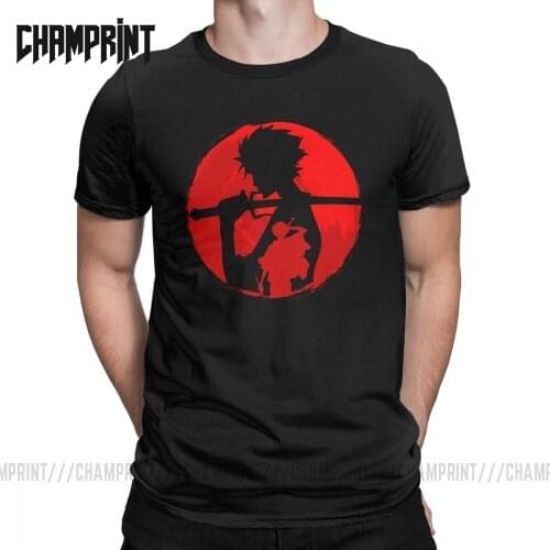 Samurai Sunset Samurai Champloo T-Shirts Men Vintage 100% Cotton Tees Round Collar Short Sleeve T Shirts Summer Tops