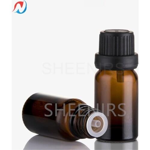 24pcs 10ml 0.34oz Empty Amber glass vials bottle with orifice reducer tamper proof cap for essential oil perfume Aromatherap