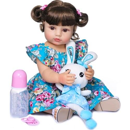 NPK DOLL 56CM full body slicone reborn baby doll toddler girl bebe reborn Bath toycurly hair Anatomically Correct