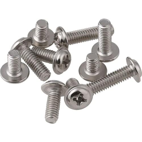 M2 M2.5 m3 m4 m5 Nickel plated steel PWM cross phillips pan round truss head with washer padded collar screw machine bolt screws