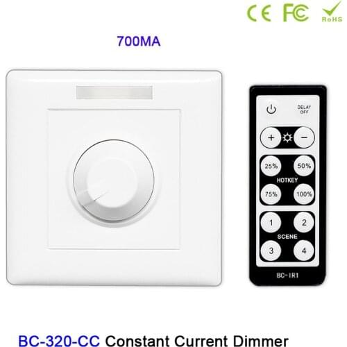 350mA/700mA Knob style LED Dimmer BC-320-CC Constant Current PWM Output signal with wireless IR remote LED Strip Controller set
