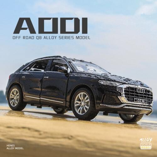 1:24 AUDI Q8 SUV Alloy Car Model Diecast & Toy Metal Vehicles Car Model Collection Sound and Light Simulation Childrens Toy Gift